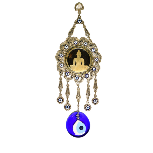 Evil Eye with Buddha Wall Hanging | Spiritual Protection Decor | Zen Boho Home Amulet