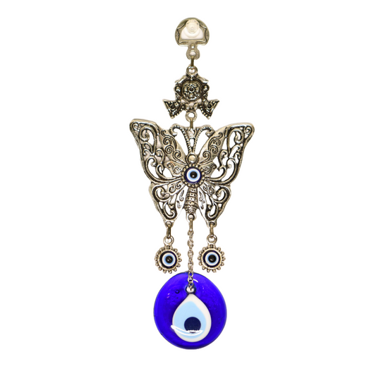 Butterfly Evil Eye Wall Hanging | Protection Decor Amulet | Boho Spiritual Home Charm