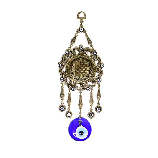 Endless Knot Evil Eye Wall Hanging | Spiritual Protection Decor | Karma Symbol Amulet Gift