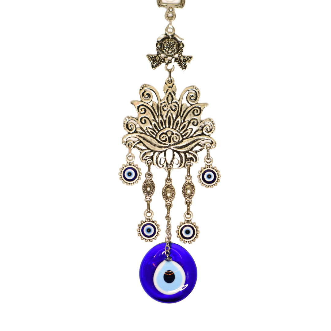Lotus Flower Evil Eye Wall Hanging | Spiritual Protection Decor | Boho Home Amulet Gift